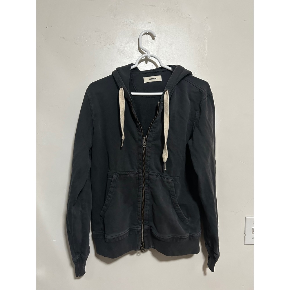 Buck Mason Mens Charcoal Gray French Terry Full Zip Hoodie Small